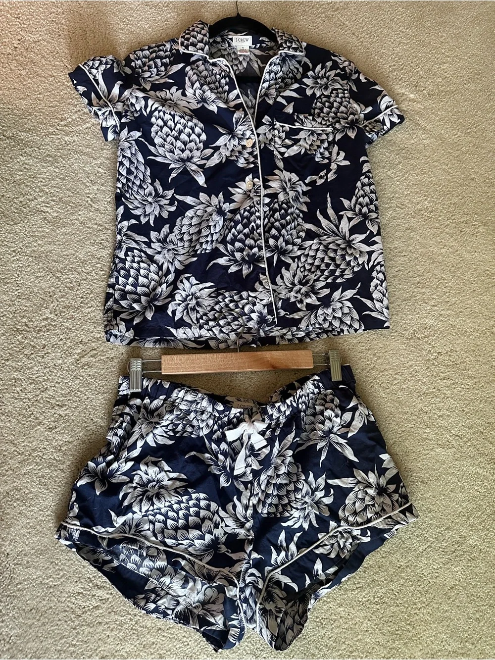 J.Crew Button Up Pineapple Pajama Set